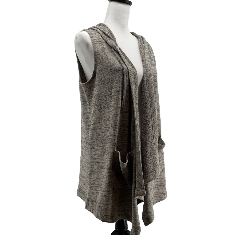 LOGO Lori Goldstein Tunic Vest Top Womens Medium Hooded‎ Gray Lagenlook Beachy
